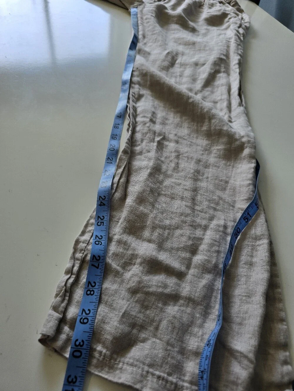 Made In Italy Women's Pull-on Linen Drawstring Pants Beige Waist 25/26